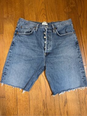 Agolde Denim 90s Style 7.5” Long Cut-Off Shorts